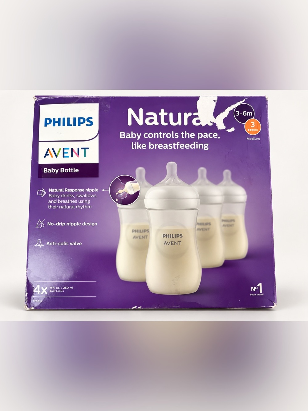 Philips Avent Natural Response Baby Bottles 9 oz / 260 mL – 4 Pack